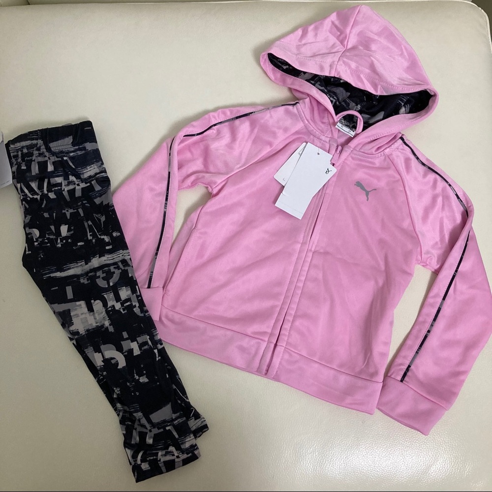 Puma pink hoodie leggings set